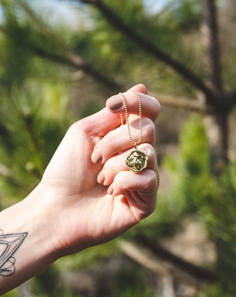 Handcrafted brass Venus coin pendant necklace by Atelier Objectora, with a textured, timeworn aesthetic depicting a female figure on a gold-plated steel chain, evoking the essence of ancient artifacts.
Ručne vyrobený mosadzný náhrdelník s medailónom Venuše od Atelier Objectora, s textúrovaným dizajnom a patinovaným vzhľadom, zobrazujúcim ženskú postavu na pozlátenej oceľovej retiazke, pripomínajúci starodávne artefakty.